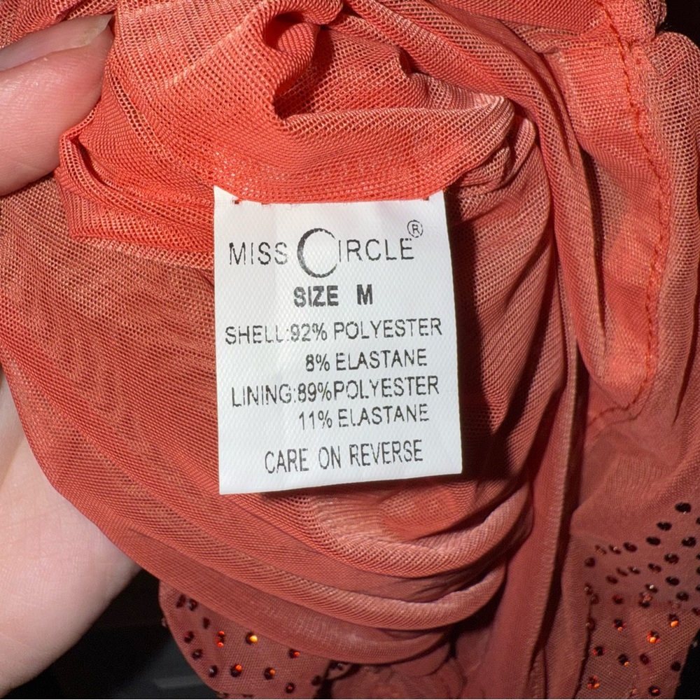 NEW Miss Circle Ruched Mesh Crystal Sparkle Long Sleeve Bodycon Dress Medium - Picture 9 of 12